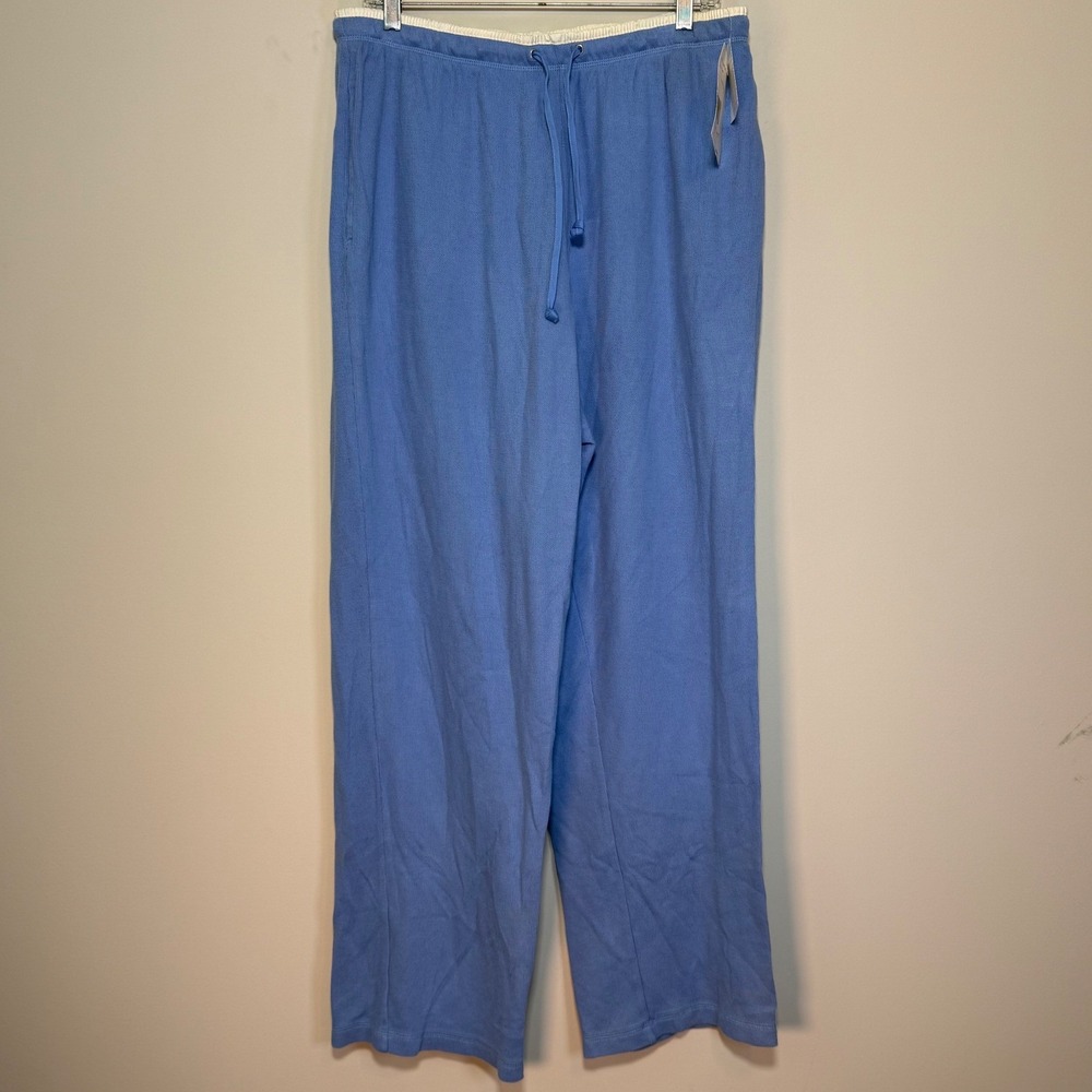 NWT Elisabeth Liz Claiborne Knit Pants Womens 1 Blue New Wide Leg Drawstring